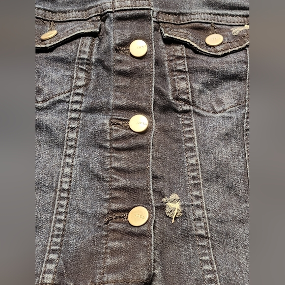Joe's Jeans Distressed jean jacket GIRL size 5 snaps for closure USED - Picture 4 of 9